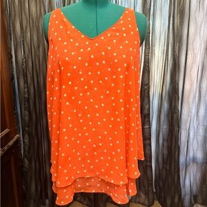 Lane Bryant Coral Polka Dot Top